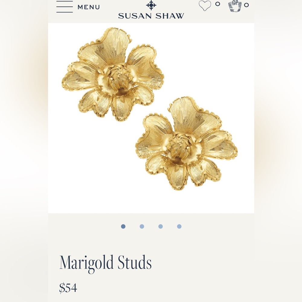 Susan Shaw Marigold flower stud earrings